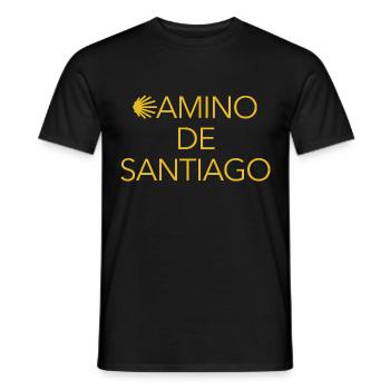 Chemin de Saint-Jacques-de-Compostelle - Pétoncle - Pèlerinage - T-shirt homme - noir - Devant - AI Model Male 178 light (178cm)