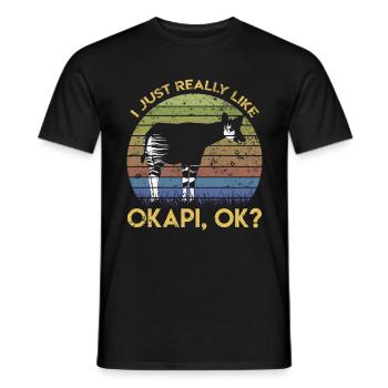 Retro Okapi Zebra Forest Giraffe Math Fibonacci - Men's T-Shirt - black - Front - AI Model Male 178 light (178cm)