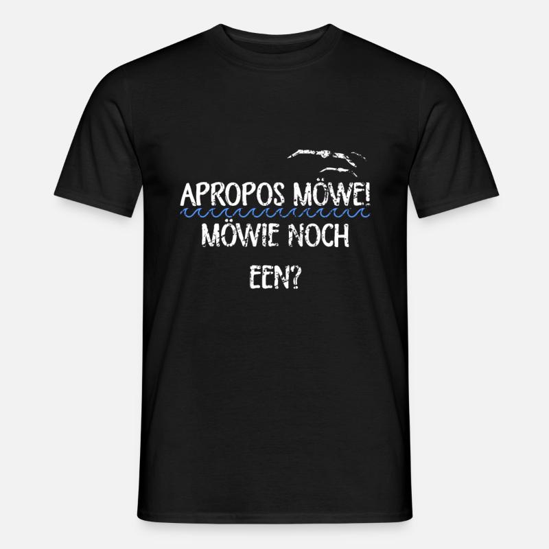 Apropos Möwe Plattdeutscher Spruch Trinken - Männer T-Shirt - Schwarz