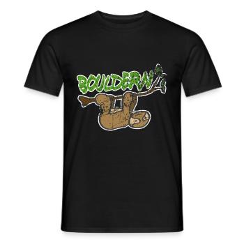 Vintage bouldering climbing sloth gift - Men's T-Shirt - black - Front - AI Model Male 178 light (178cm)