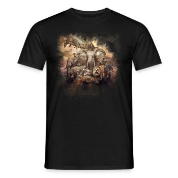 African Animals Watercolor Savannah Safari Animals - Men's T-Shirt - black - Front - AI Model Male 178 light (178cm)