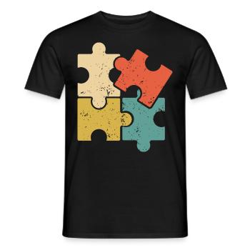 Puzzle Vintage Puzzles Rätsel - Men's T-Shirt - black - Front - AI Model Male 178 light (178cm)