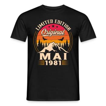 Mai 1981 Vintage Nées En Mai 1981 Anniversaire - T-shirt homme - noir - Devant - AI Model Male 178 light (178cm)