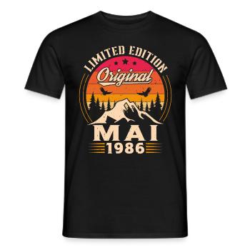 Mai 1986 Vintage Nées En Mai 1986 Anniversaire - T-shirt homme - noir - Devant - AI Model Male 178 light (178cm)