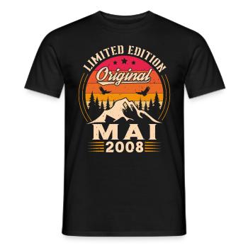 Mai 2008 Vintage Nées En Mai 2008 Anniversaire - T-shirt homme - noir - Devant - AI Model Male 178 light (178cm)