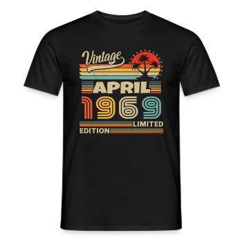 April 1969 Anniversary April 1969 April - Men's T-Shirt - black - Front - AI Model Male 178 light (178cm)