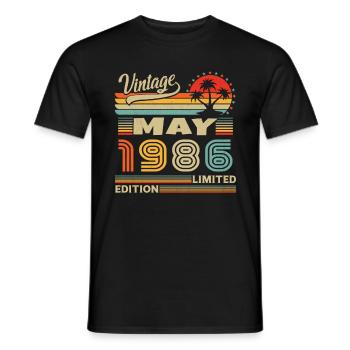 Mai 1986 Vintage Nées En Mai 1986 Anniversaire - T-shirt homme - noir - Devant - AI Model Male 178 light (178cm)