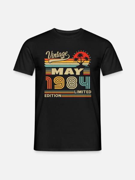 Toukokuu 1984 Vintage Syntynyt toukokuussa 1984 Vuosipäivä - Miesten T-paita - musta