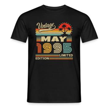 May 1995 Vintage Born in May 1995 Anniversary - Men's T-Shirt - black - Front - AI Model Male 178 light (178cm)