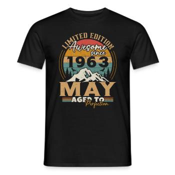 Jahrgang geboren im Mai 1963 Geburtstagsgeschenk - Männer T-Shirt - Schwarz - Vorne - AI Model Male 178 light (178cm)