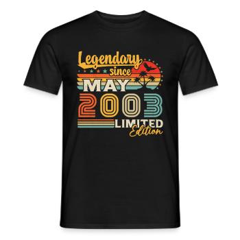 Vintage légendaire depuis Mai 2003 Anniversaire - T-shirt homme - noir - Devant - AI Model Male 178 light (178cm)