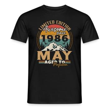 Mai 1986 Vintage Nées En Mai 1986 Anniversaire - T-shirt homme - noir - Devant - AI Model Male 178 light (178cm)