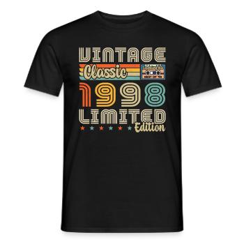 1998 Vintage Nées En 1998 Cadeau D'anniversaire - T-shirt homme - noir - Devant - AI Model Male 178 light (178cm)