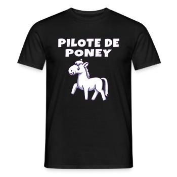 Pilote de poney - T-shirt homme - noir - Devant - AI Model Male 178 light (178cm)