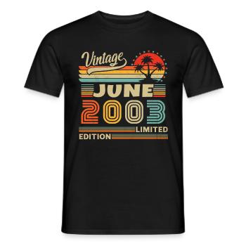 2003 Juin Vintage Nées En Juin 2003 Anniversaire - T-shirt homme - noir - Devant - AI Model Male 178 light (178cm)
