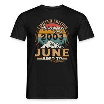 2003 Juin Vintage Nées En Juin 2003 Anniversaire - T-shirt homme - noir - Devant - AI Model Male 178 light (178cm)