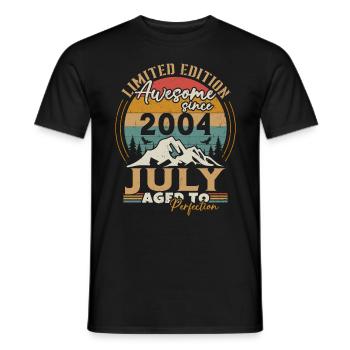 2004 Vintage Retro July 2004 Anniversary - Men's T-Shirt - black - Front - AI Model Male 178 light (178cm)