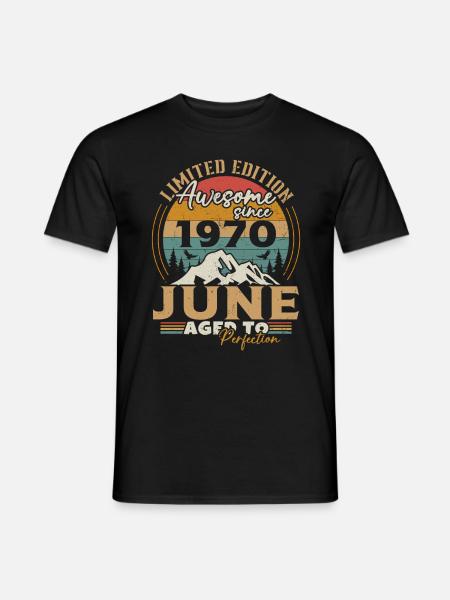 Vintage Retro Juni 1970 Geburtstagsgeschenk - Männer T-Shirt - Schwarz