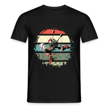 Quadrocopter Drohne mit Retro Sunset Vintage - Männer T-Shirt - Schwarz - Vorne - AI Model Male 178 light (178cm)