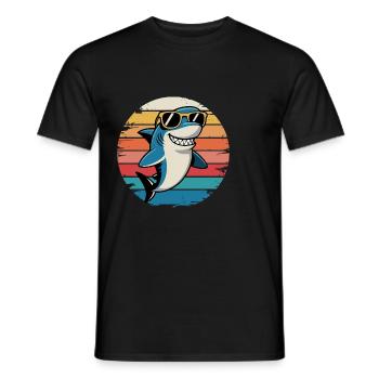 Cool Shark - Ambiance rétro avec mordant et lunettes de soleil - T-shirt homme - noir - Devant - AI Model Male 178 light (178cm)