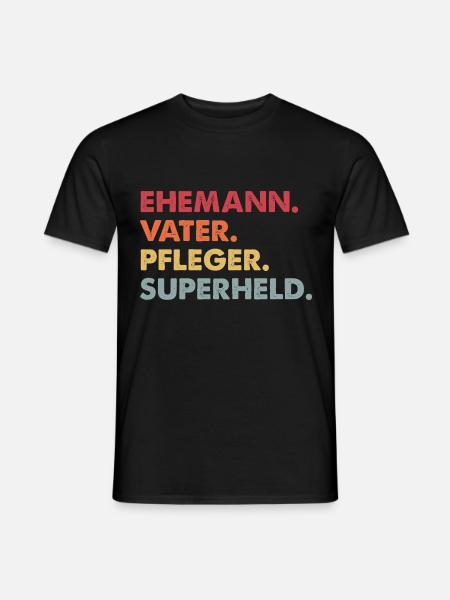 Ehemann Vater Pfleger Superheld - Männer T-Shirt - Schwarz