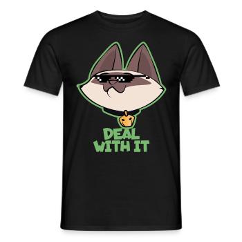 Katze Deal With It - Männer T-Shirt - Schwarz - Vorne - AI Model Male 178 light (178cm)