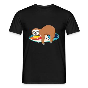Surf Faultier Surfen Surfbrett Geschenk - Männer T-Shirt - Schwarz - Vorne - AI Model Male 178 light (178cm)