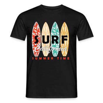 Surf California surfboard surfing surfer gift - Men's T-Shirt - black - Front - AI Model Male 178 light (178cm)