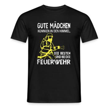 Firefighter woman firefighter saying gift - Men's T-Shirt - black - Front - AI Model Male 178 light (178cm)