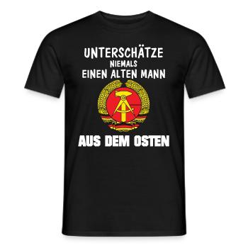 GDR Old Man from the East Ossi East Germany - Men's T-Shirt - black - Front - AI Model Male 178 light (178cm)