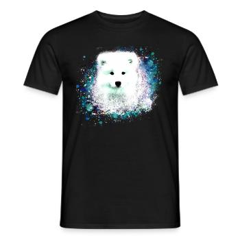 Samojede, Chien, Aquarelle,Peinture, bleu - T-shirt homme - noir - Devant - AI Model Male 178 light (178cm)