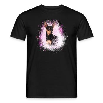 pinscher ,pinscher, rose,chien ,peinture - T-shirt homme - noir - Devant - AI Model Male 178 light (178cm)