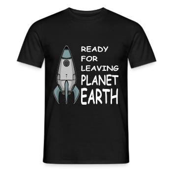Quitter la planète Terre, Fusée dans l’espace, Chemise - T-shirt homme - noir - Devant - AI Model Male 178 light (178cm)