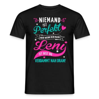 Niemand ist perfekt aber wenn dein Name Leni ist - Männer T-Shirt - Schwarz - Vorne - AI Model Male 178 light (178cm)