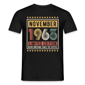 November 1963 Being Awesome Since The Sixties - Männer T-Shirt - Schwarz - Vorne - AI Model Male 178 light (178cm)
