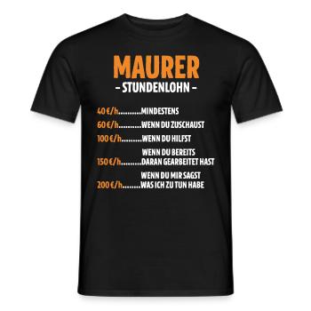 Maurer Stundenlohn - Männer T-Shirt - Schwarz - Vorne - AI Model Male 178 light (178cm)