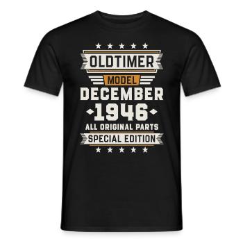 Oldtimer December 1946 Geburtstag Geschenk - Männer T-Shirt - Schwarz - Vorne - AI Model Male 178 light (178cm)