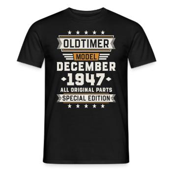 Oldtimer December 1947 Geburtstag Geschenk - Männer T-Shirt - Schwarz - Vorne - AI Model Male 178 light (178cm)