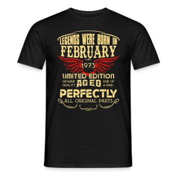 Legends were born in February 1973 birthday - Men's T-Shirt - black - Front - AI Model Male 178 light (178cm)