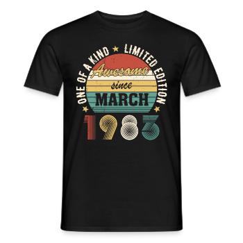 Génial depuis mars 1983 - T-shirt homme - noir - Devant - AI Model Male 178 light (178cm)