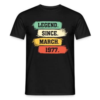 Legend Since March 1977 - Männer T-Shirt - Schwarz - Vorne - AI Model Male 178 light (178cm)