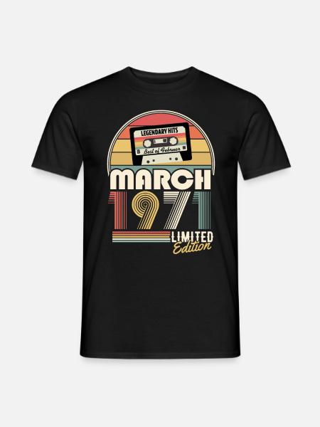 März 1971 Vintage Jahrgang Geburtstag Geschenk - Männer T-Shirt - Schwarz