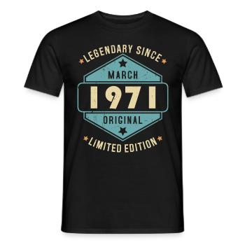 Mars 1971 Vintage Retro Anniversaire - T-shirt homme - noir - Devant - AI Model Male 178 light (178cm)