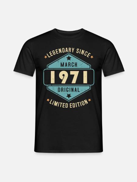 March 1971 Vintage Jahrgang Retro Geburtstag - Männer T-Shirt - Schwarz