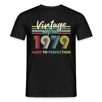Vintage April 1979 Aged To Perfection - Men's T-Shirt - black - Front - AI Model Male 178 light (178cm)