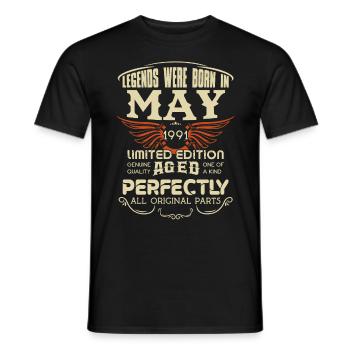 Legends Were Born In May 1991 Birthday - Männer T-Shirt - Schwarz - Vorne - AI Model Male 178 light (178cm)
