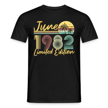 Juin 1982 Cadeau d’anniversaire en édition limitée - T-shirt homme - noir - Devant - AI Model Male 178 light (178cm)