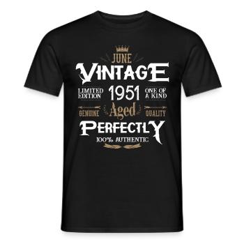 Juin 1951 naissance Légendes Anniversaire - T-shirt homme - noir - Devant - AI Model Male 178 light (178cm)