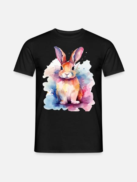 Colourful watercolor bunny - Men's T-Shirt - black