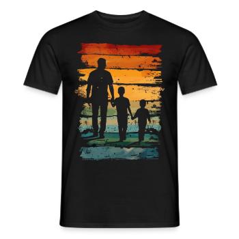 Father's Day father with two sons retro vintage - Men's T-Shirt - black - Front - AI Model Male 178 light (178cm)